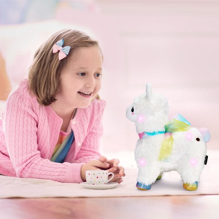 FAO Schwarz - 12" Glow Brights LED with Sound Alpaca Plush - Cream - Plush