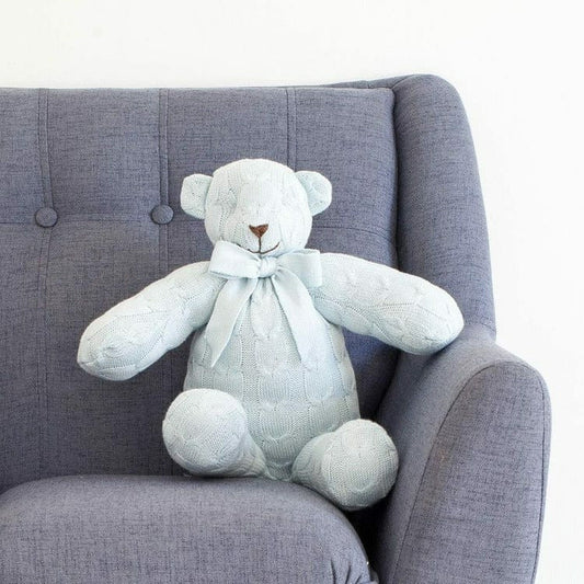 Rian Tricot - Blue Cable Knit Plush Teddy Bear - Plush