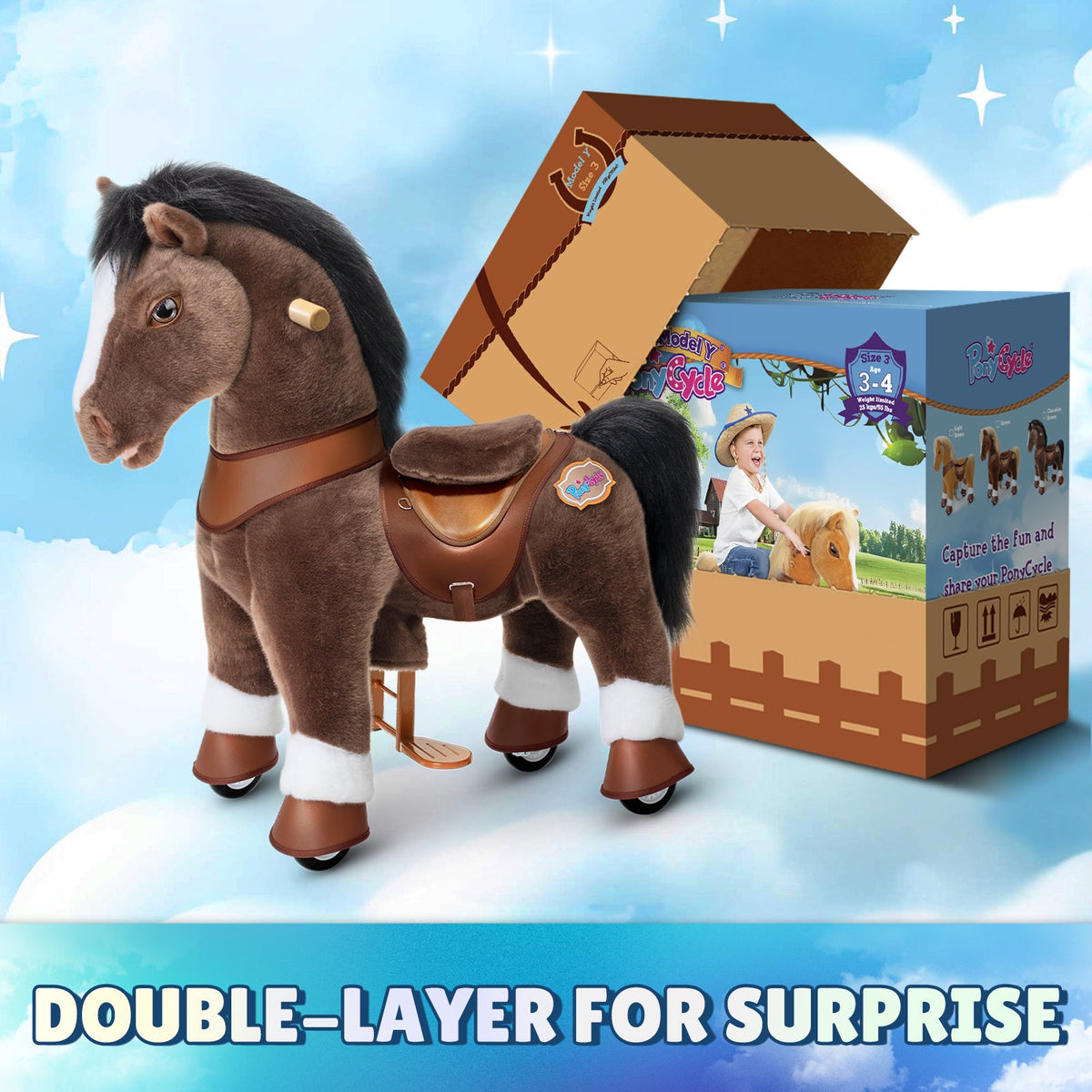 PonyCycle, Inc. - Chocolate Brown Horse Model Y Ride on Toy - 3-4 Years - Outdoor