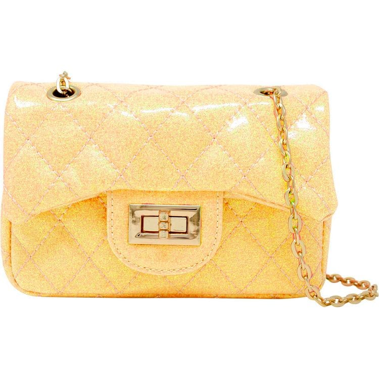 Zomi Gem - Classic Quilted Sparkle Mini Purse - Yellow - Trend Accessories