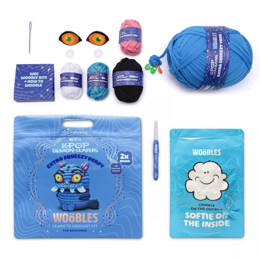 The Woobles - Kpop Demon Hunters Derpy Tiger Extra Squeezy Learn to Crochet Kit - Creativity