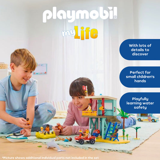 Playmobil - Lifeguard Tower with Beach Buggy Playset - Preschool