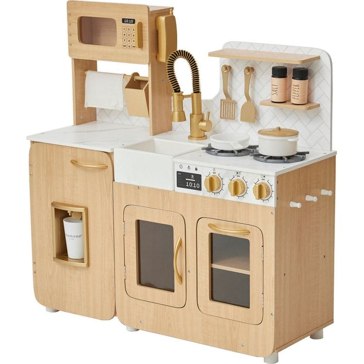 Teamson Kids - Little Chef Cyprus Play Kitchen with 14-Piece Accessory Set - Preschool