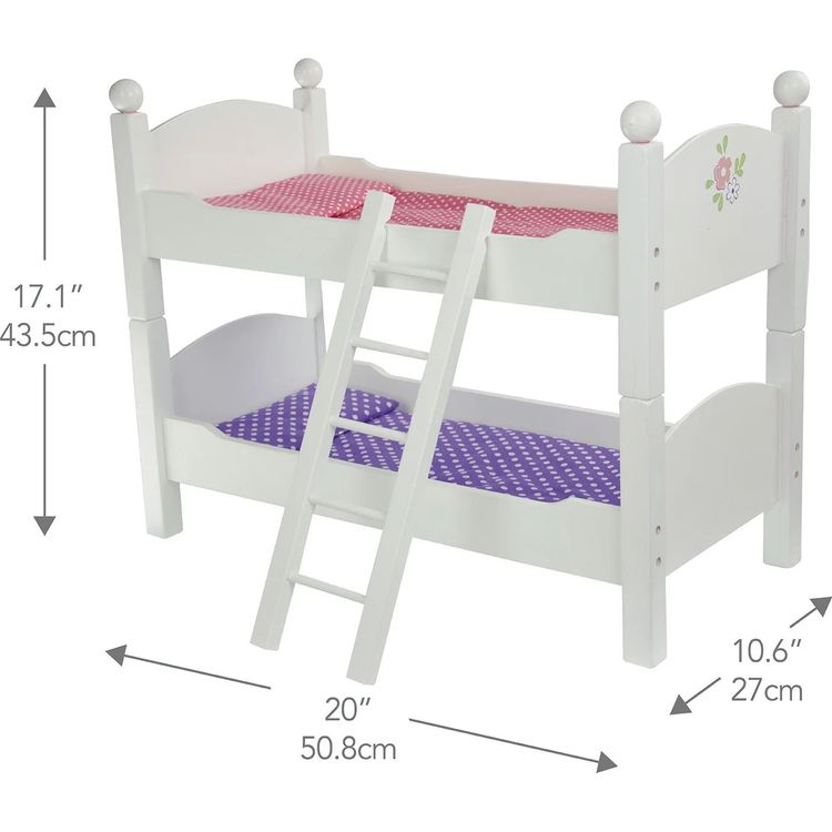 Teamson Kids - Little Princess 18" Doll Double Bunk Bed - Grey - Dolls