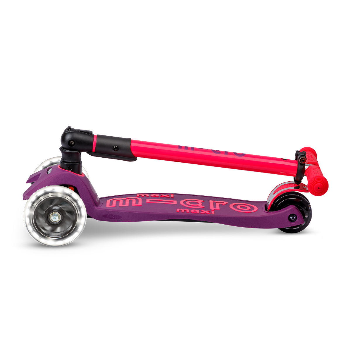 Micro Kickboard - Maxi Deluxe Foldable Neon LED Scooter - Ultra Pink - Outdoor