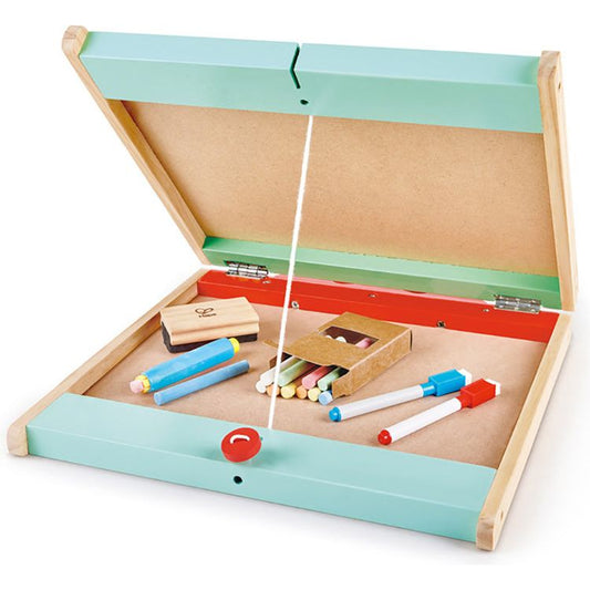 Hape - Store & Go Easel Folding Double-Sided Tabletop Blackboard & Whiteboard - Creativity