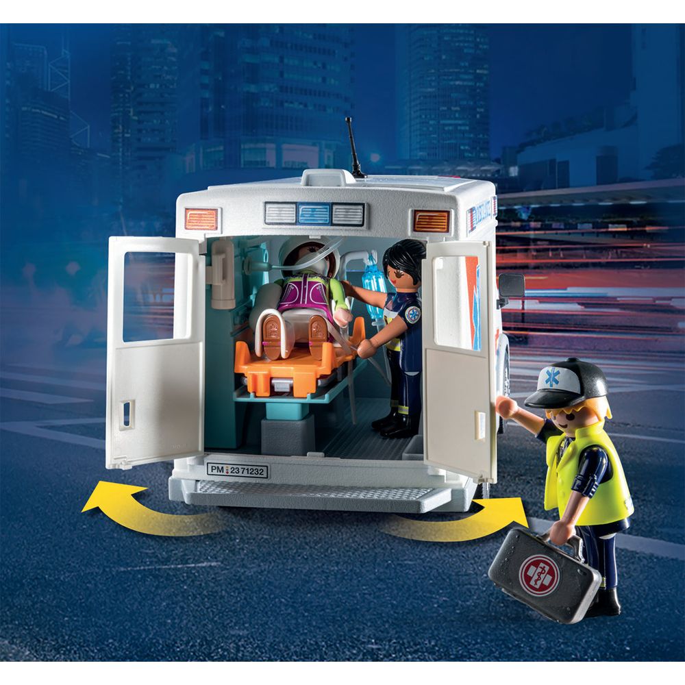 Playmobil - Ambulance with Lights, Accessories and 3 Figures - Preschool