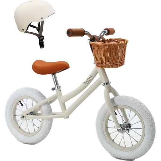 Baghera - Balance Bicycle - Ivory White with Helmet - Preschool