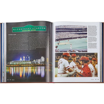 Graphic Image - "Ballparks Past and Present" Book in Tan Bonded Leather - Books