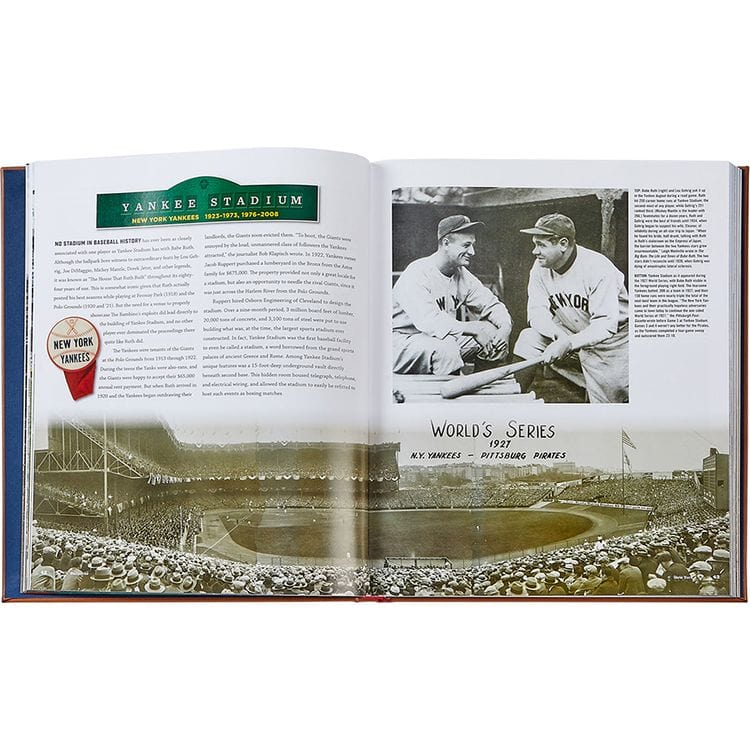 Graphic Image - "Ballparks Past and Present" Book in Tan Bonded Leather - Books