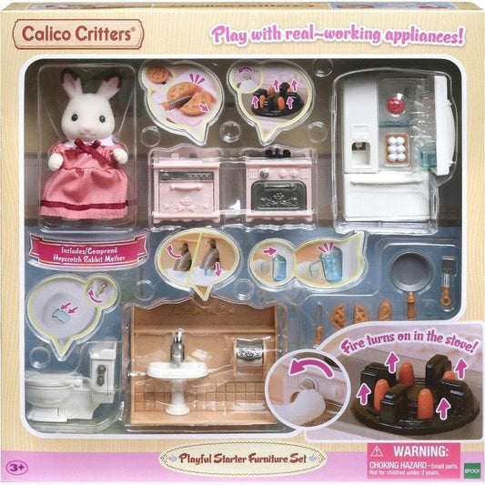 Calico Critters - Calico Critters Playful Starter Furniture Set, Dollhouse Furniture Set with Figure and "Working" Appliances - Collectibles