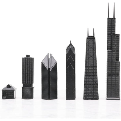 Skyline Chess - Chicago Edition Stainless Steel Chess Set with Wood Map Board - Games