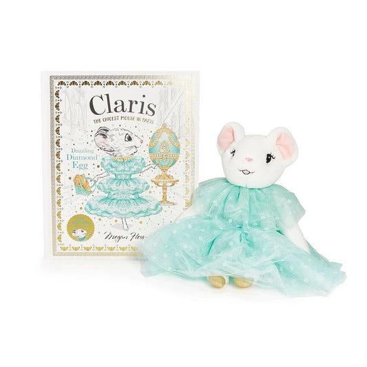 Claris - The Chicest Mouse in Paris™ - Claris The Mouse: Dazzling Diamond Egg & Turquoise Plush Book Bundle - Infants