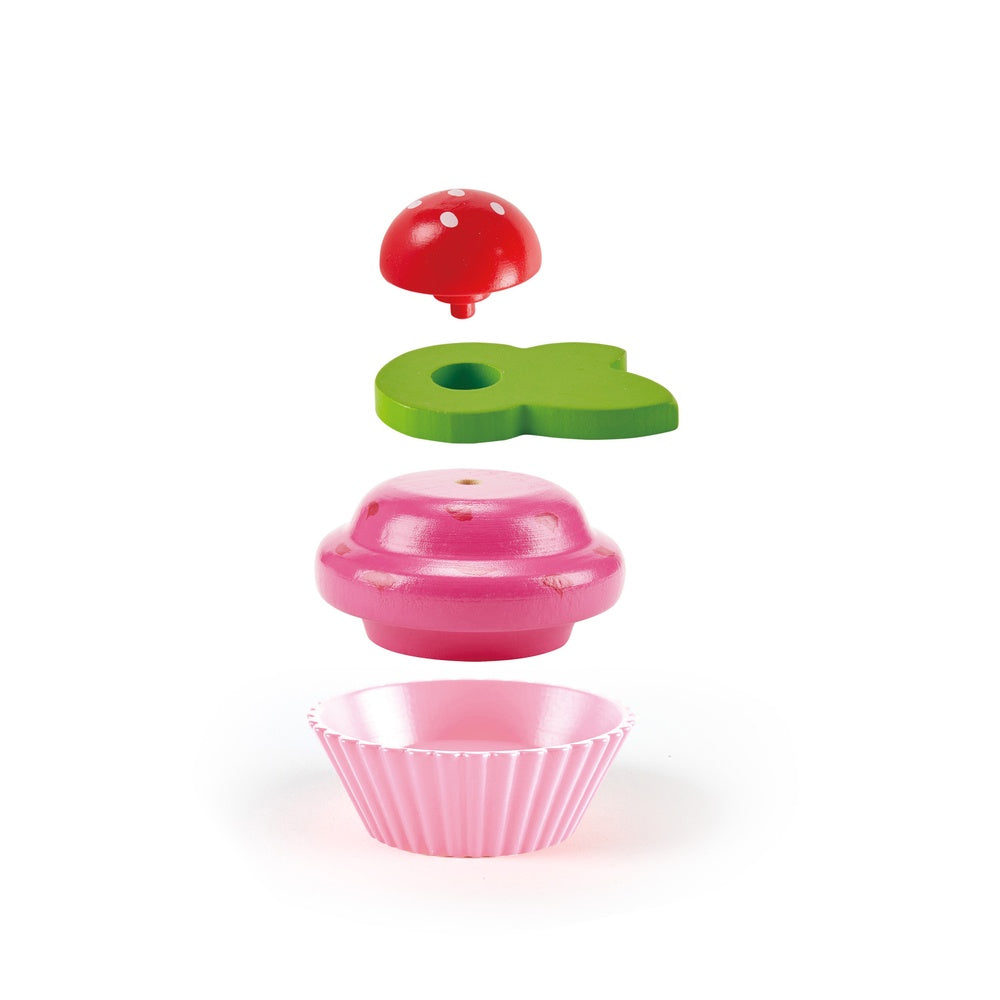 Hape - Colorful Wooden Cupcakes Pretend Play Food Kitchen Toy - Preschool