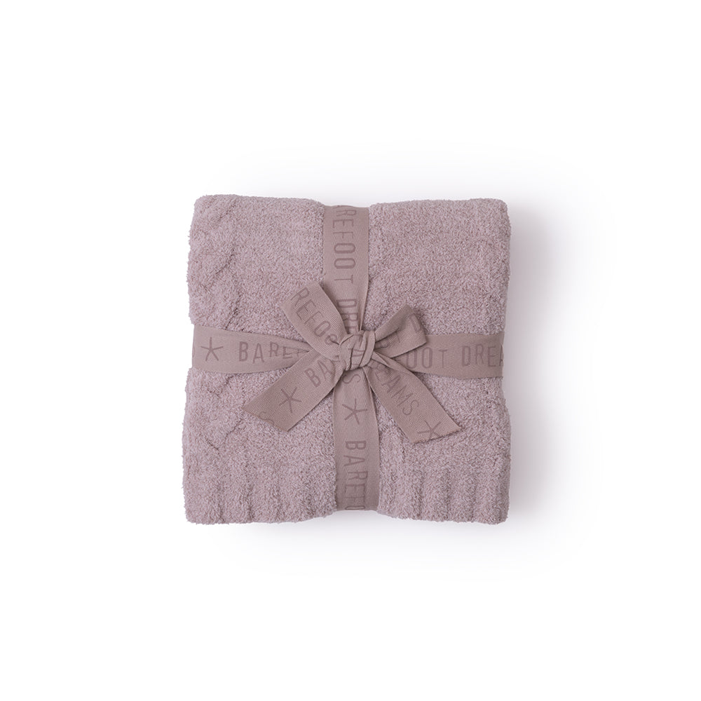 Barefoot Dreams - CozyChic Braided Cable Receiving Blanket - Heathered Rose-Dusty Mauve - Infants