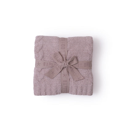 Barefoot Dreams - CozyChic Braided Cable Receiving Blanket - Heathered Rose-Dusty Mauve - Infants