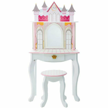 Teamson Kids - Dreamland Castle Play Vanity Set - White / Pink - Room Decor