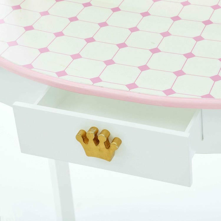 Teamson Kids - Dreamland Castle Play Vanity Set - White / Pink - Room Decor
