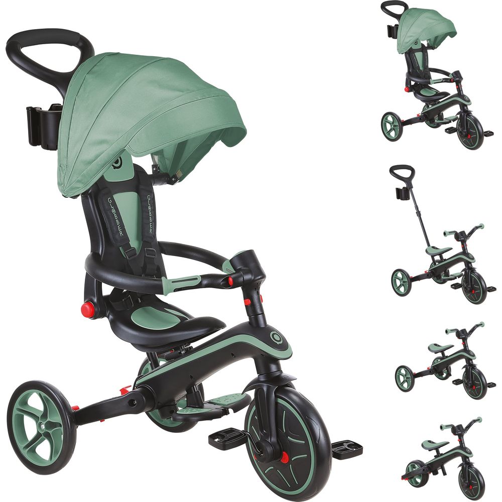 Globber - Explorer Foldable Trike 4 in 1 - Olive - Outdoor