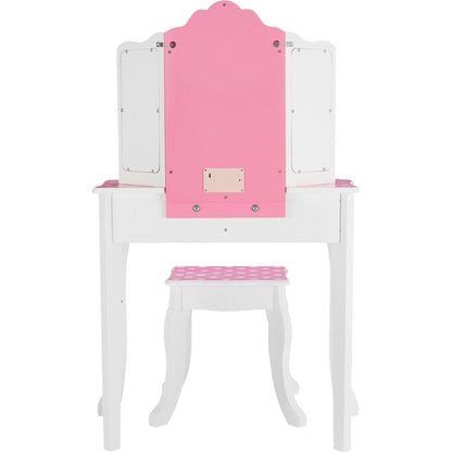 Teamson Kids - Fantasy Fields Gisele Polka Dot Kids Vanity Table & Stool with LED - Room Decor