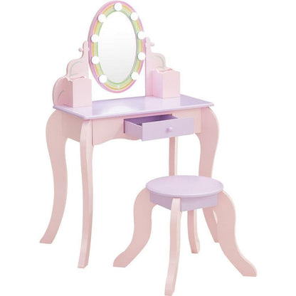 Teamson Kids - Fantasy Fields Little Princess Rapunzel Vanity with LED Mirror - Room Decor