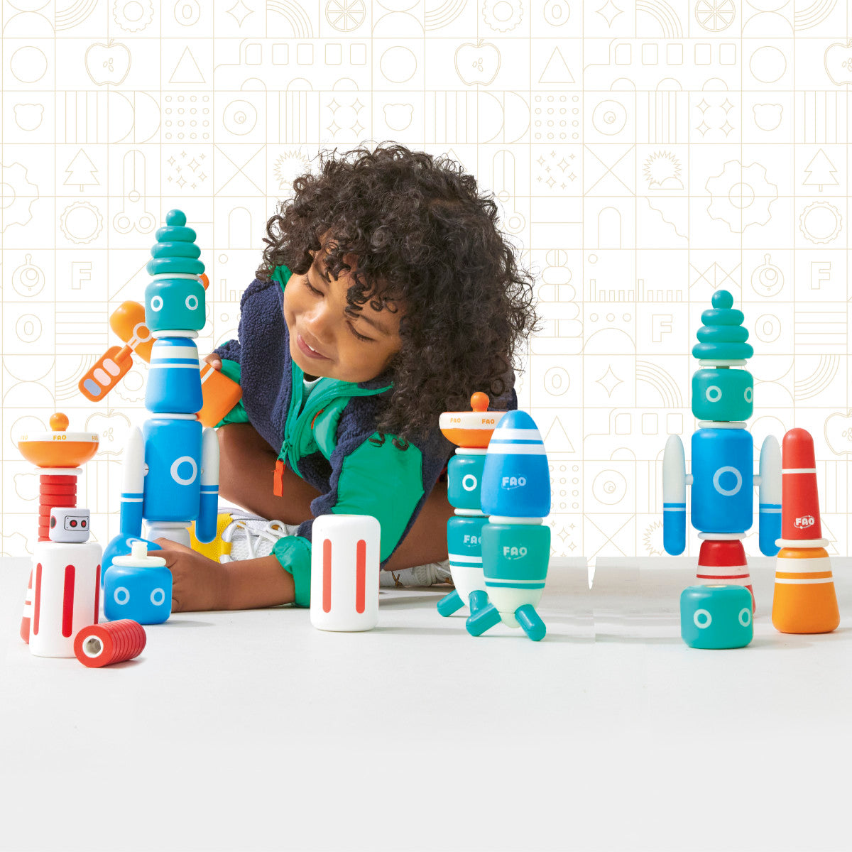 FAO Schwarz - Galaxy Glow Space Blocks Construction Set - Preschool
