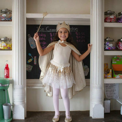 Great Pretenders - Gracious Gold Sequins Skirt, Wings, & Wand, Size 4-6 - Dress up
