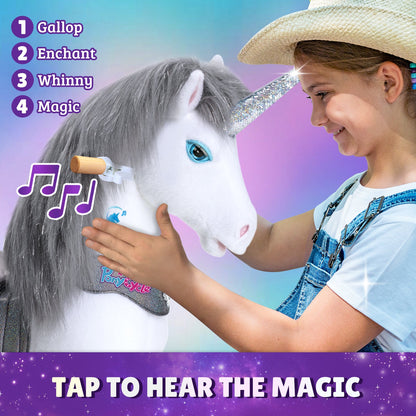 PonyCycle, Inc. - Grey Unicorn Model Y Ride on Toy - 3-4 Years - Preschool