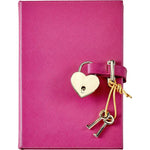 Graphic Image - Heart Lock Journal in Pink Saffiano Leather - Books