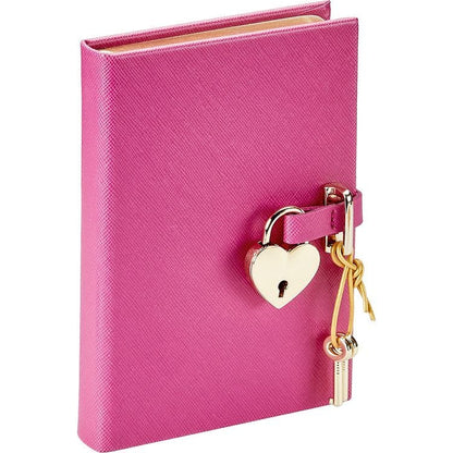 Graphic Image - Heart Lock Journal in Pink Saffiano Leather - Books