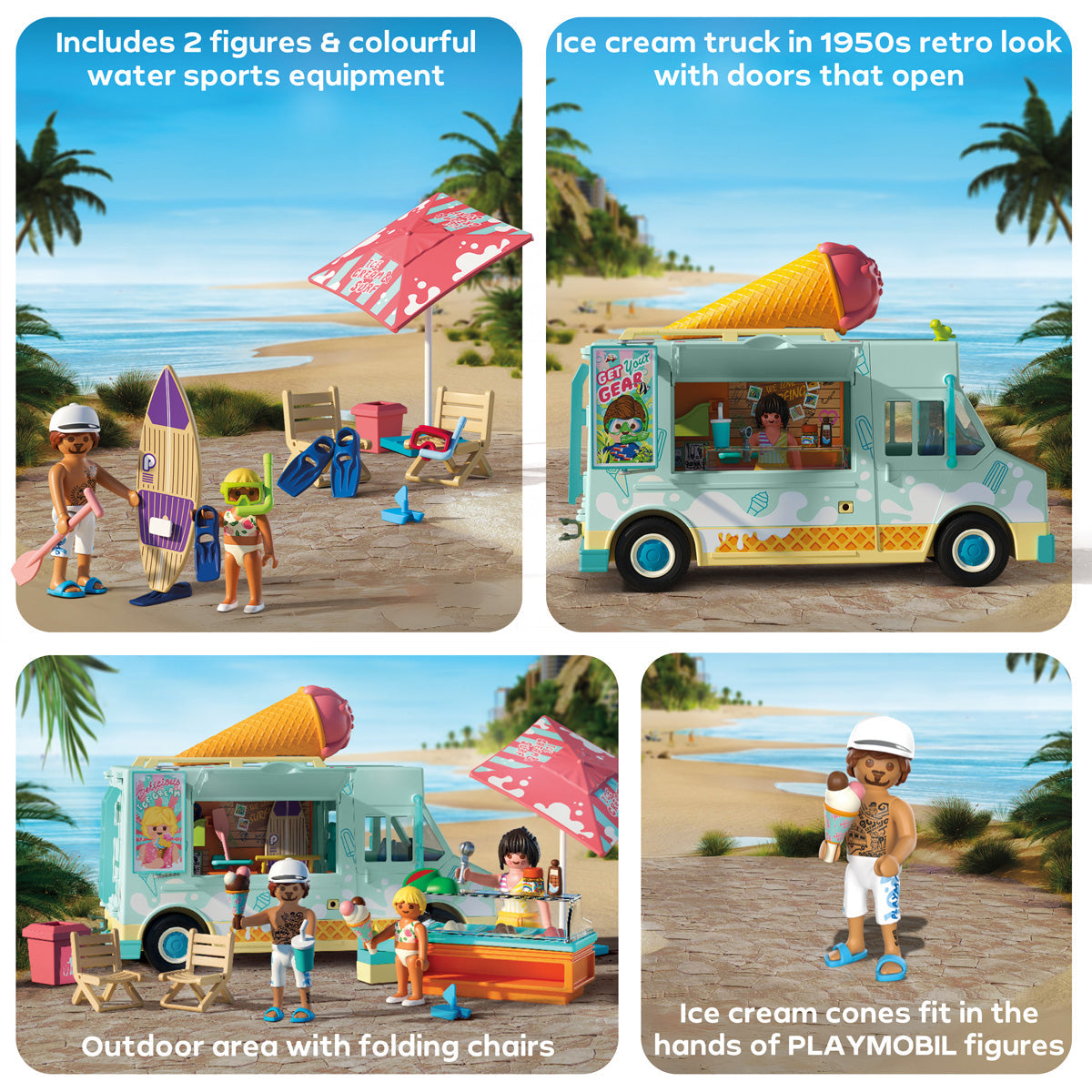 Playmobil - Ice Cream Truck with Surf Shop Playset - Preschool