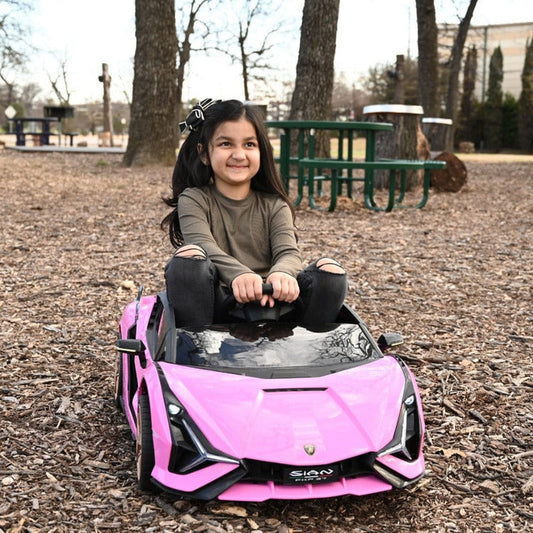 Best Ride on Cars - Lamborghini Sian 12V Ride On Car - Pink - Outdoor