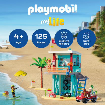 Playmobil - Lifeguard Tower with Beach Buggy Playset - Preschool