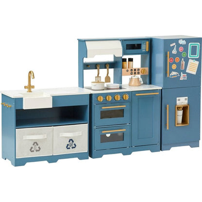 Teamson Kids - Little Chef Atlanta Modular Play Kitchen - Blue/Gold - Preschool
