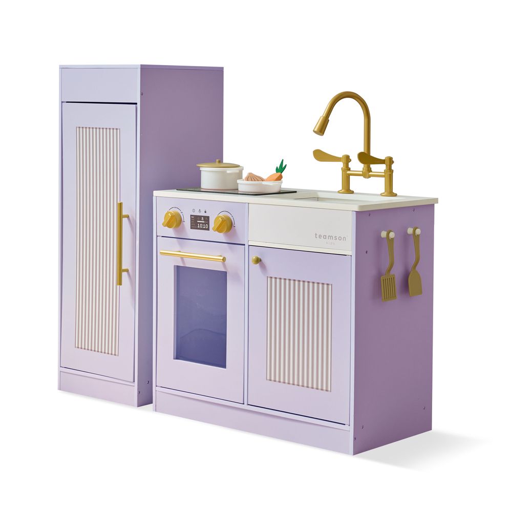 Teamson Kids - Little Chef Chester Wooden Play Kitchen with Large Fridge & Sink - Purple - Preschool