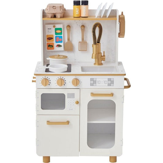 Teamson Kids - Little Chef Memphis Play Kitchen + Accessories - White/Gold - Preschool
