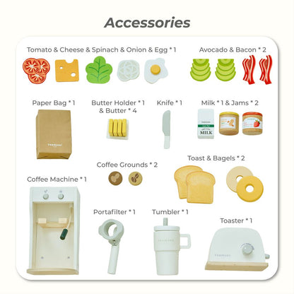 Teamson Kids - Little Chef Santa Barbara Wooden Healthy Breakfast to Go - Preschool