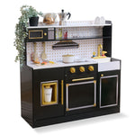 Teamson Kids - Little Chef St. Louis Wooden Play Kitchen with Sink & Ice Dispenser - Black - Preschool