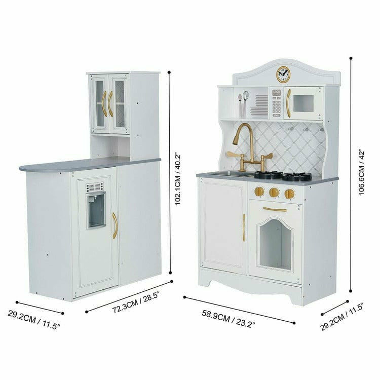 Teamson Kids - Little Chef Upper East Retro Play Kitchen - White / Gold - Preschool