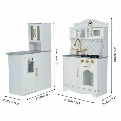 Teamson Kids - Little Chef Upper East Retro Play Kitchen - White / Gold - Preschool