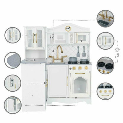 Teamson Kids - Little Chef Upper East Retro Play Kitchen - White / Gold - Preschool