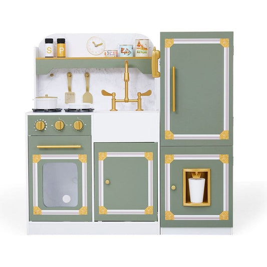 Teamson Kids - Little Chef Versailles Deluxe Play Kitchen - Olive Green - Preschool