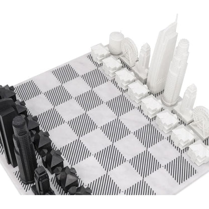 Skyline Chess - Los Angeles Edition Acrylic Chess Set with Marble Hatch Board - Games