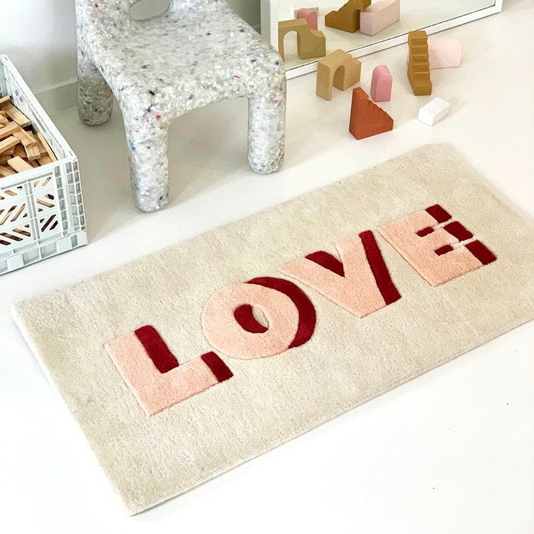 Maison Deux - Love Rug - Cream/Red - Room Decor