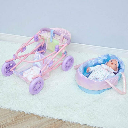 Teamson Kids - Magical Dreamland Baby Doll Stroller & Carrier Iridescent - Dolls