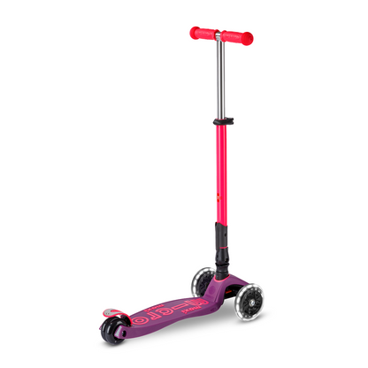 Micro Kickboard - Maxi Deluxe Foldable Neon LED Scooter - Ultra Pink - Outdoor
