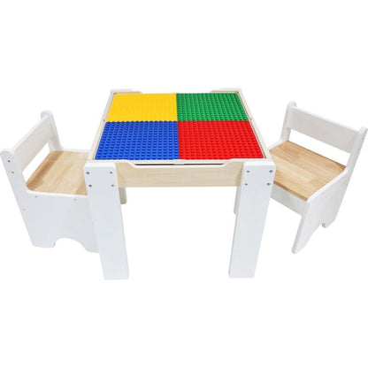 Teamson Kids - Multi-Activity Table with Reversible Tabletop & Chairs Set - Preschool