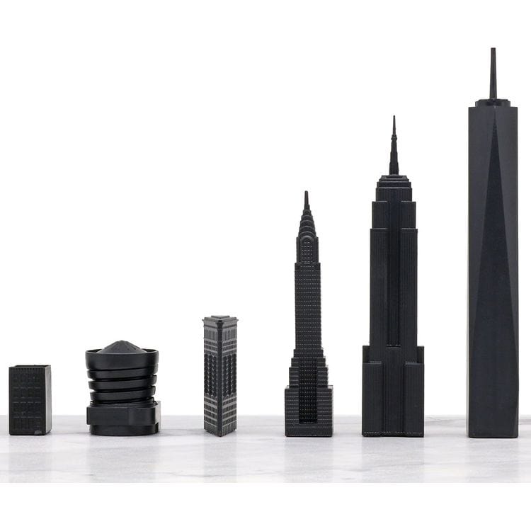 Skyline Chess - New York Versus Los Angeles Acrylic Chess Set with Marble Hatch Board - Games