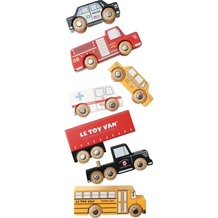 Le Toy Van - New York Wood Toy Car Set - 7 Piece - Preschool
