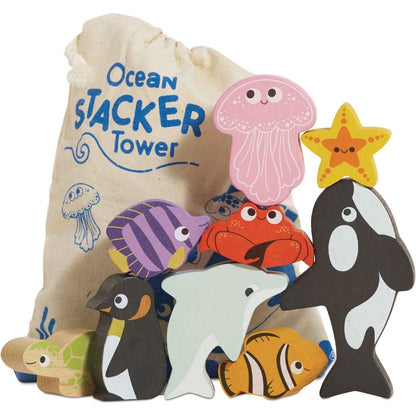Le Toy Van - Ocean Life Stacking Animals & Bag - Infants